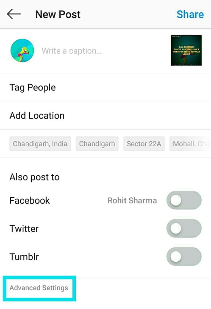 Instagram advanced settings alt text Instagram examples